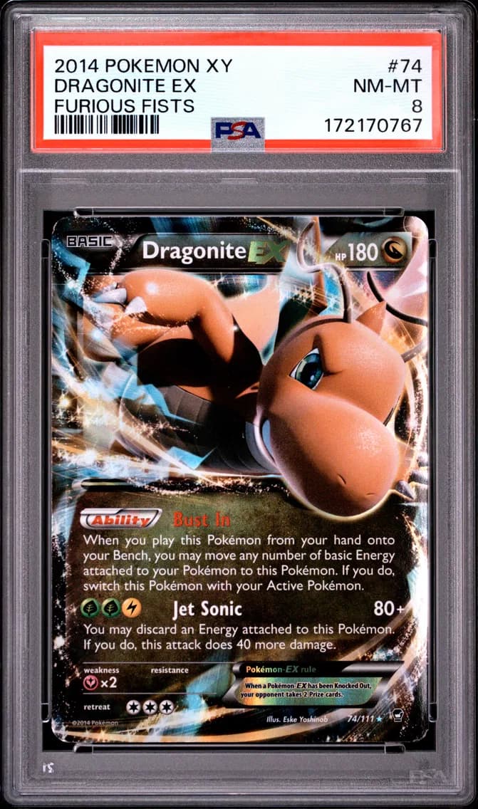 Dragonite EX, XY Furious Fists, PSA 8