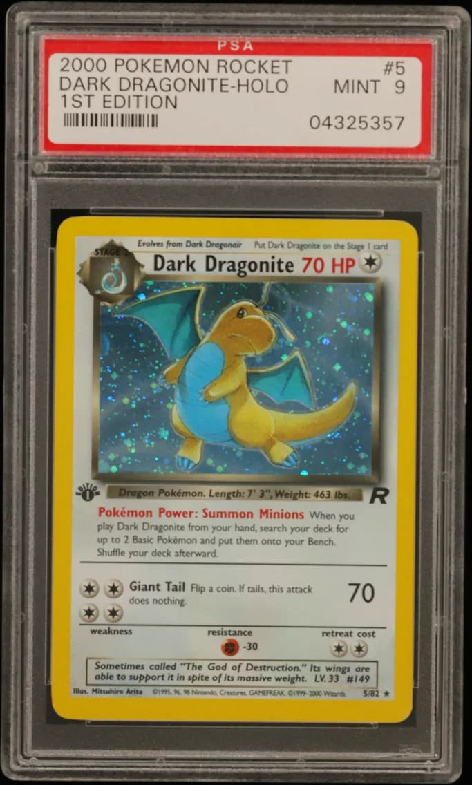Dark Dragonite-Holo 1st Edition, Rocket, PSA 9