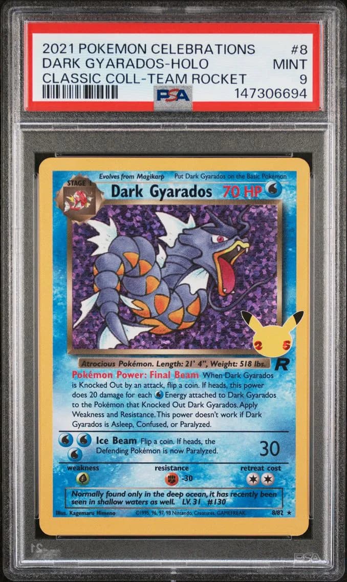 Dark Gyarados-Holo, Celebrations Classic Collection, PSA 9