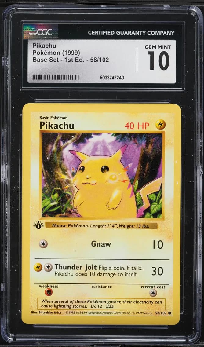 Pikachu, Base Set - 1st Edition, CGC 10