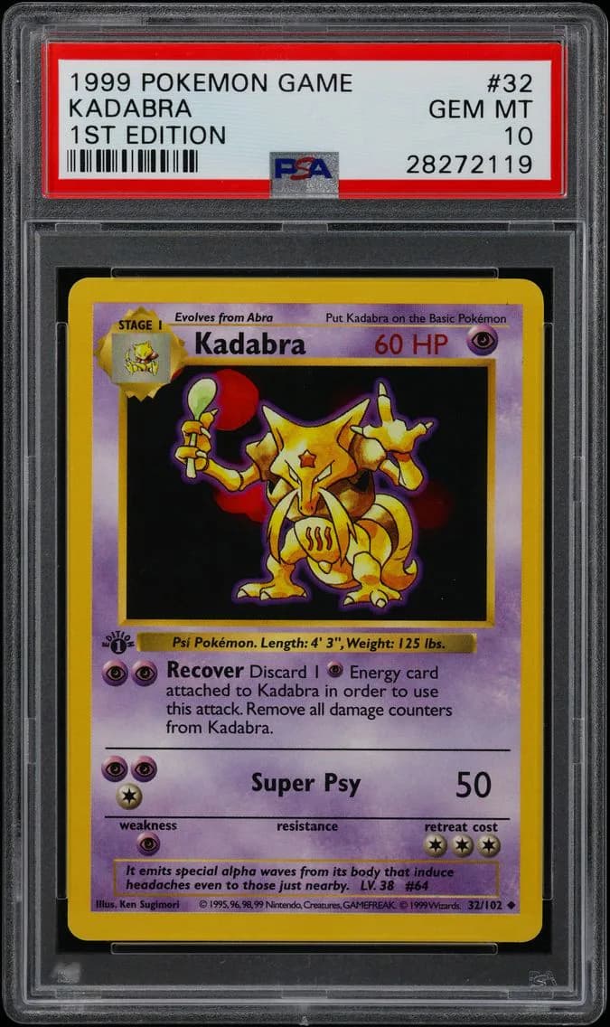 Kadabra 1st Edition, Game, PSA 10