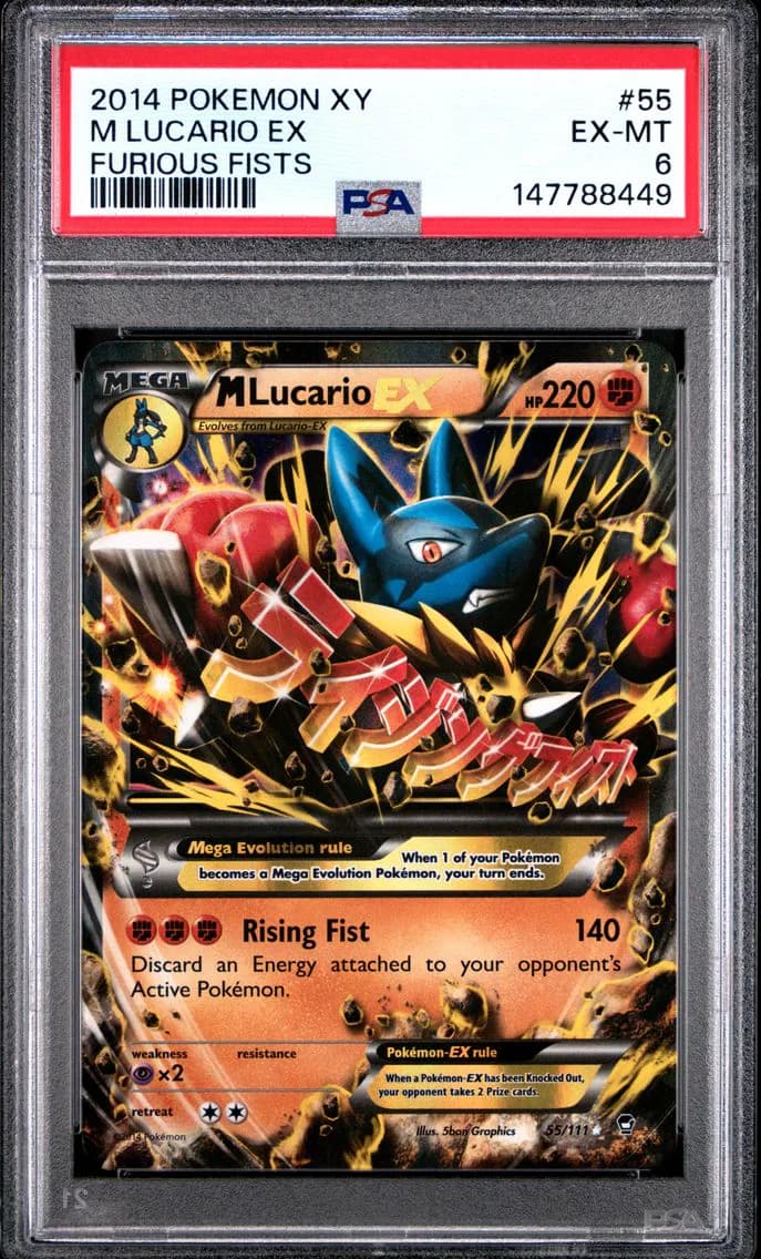 M Lucario EX, XY Furious Fists, PSA 6