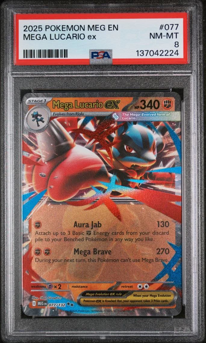 Mega Lucario EX, Mega Evolution, PSA 8