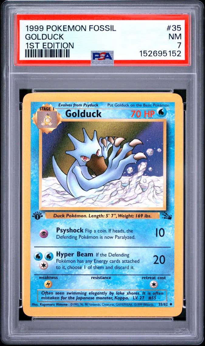 Golduck 1st Edition, Fossil, PSA 7
