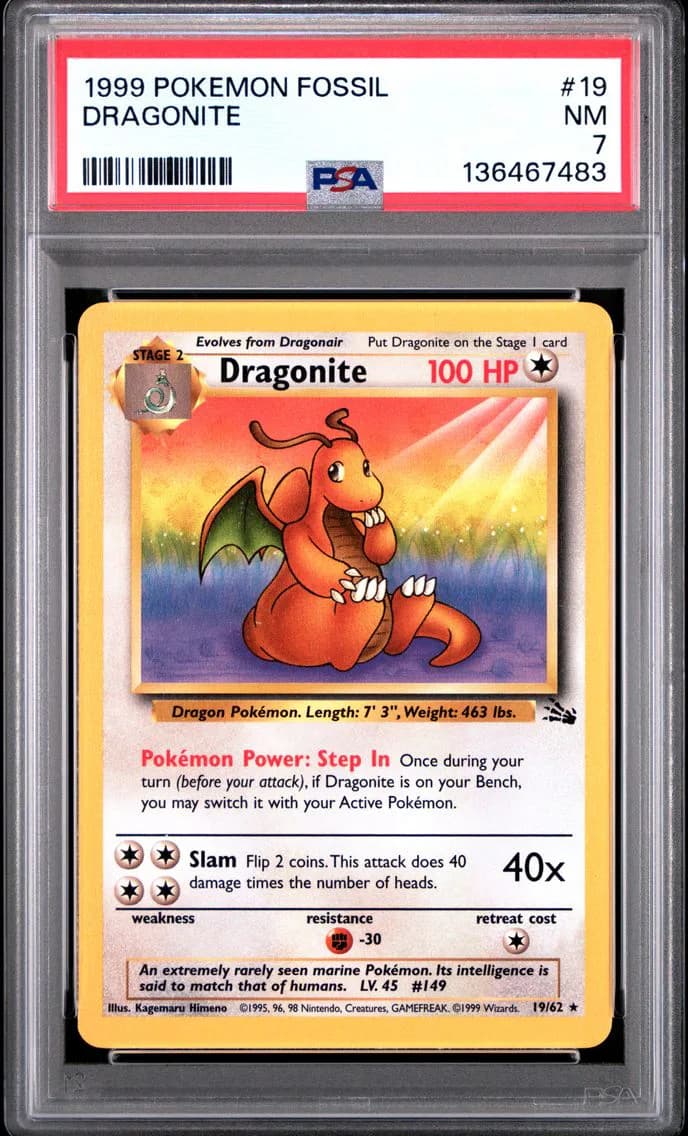 Dragonite, Fossil, PSA 7
