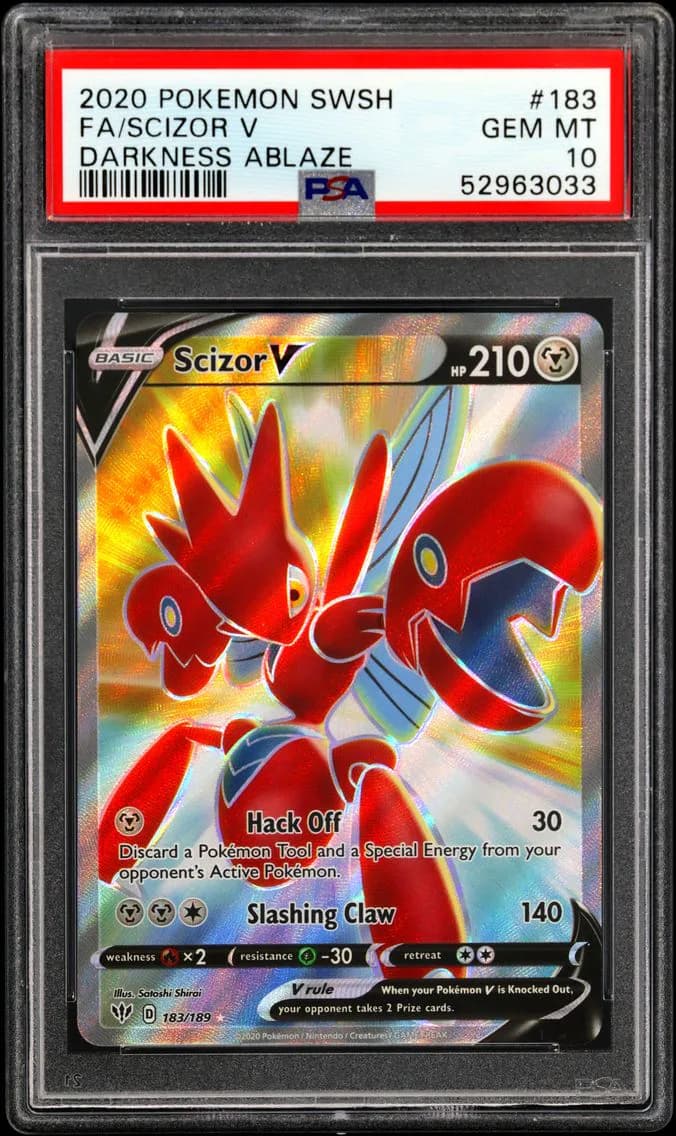 Scizor V, Sword & Shield Darkness Ablaze, PSA 10