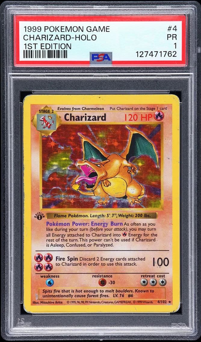 Charizard-Holo 1st Edition, Game, PSA 1