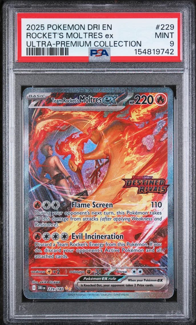 Team Rocket's Moltres EX, Destined Rivals, PSA 9