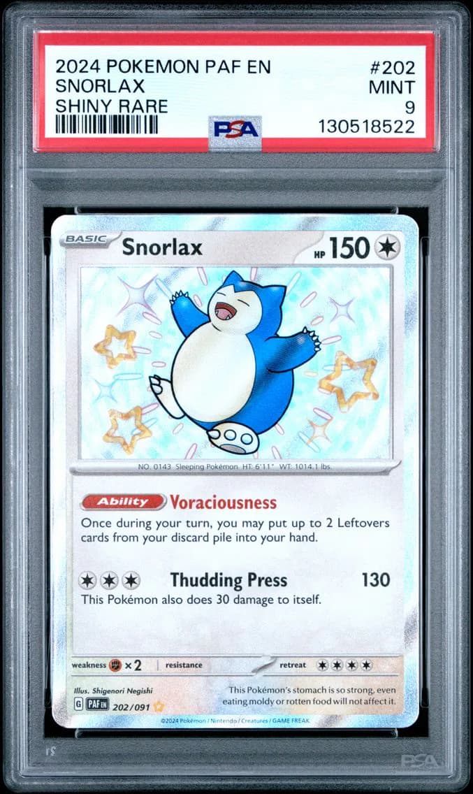 Snorlax, Paldean Fates, PSA 9