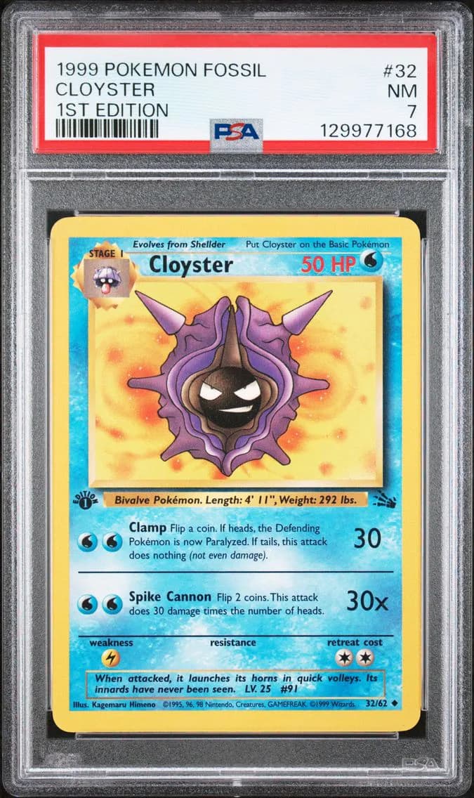 Cloyster 1st Edition, Fossil, PSA 7