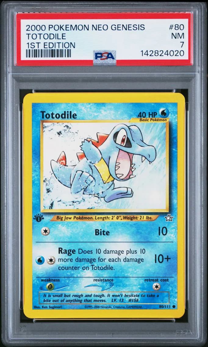 Totodile, Neo Genesis 1st Edition, PSA 7
