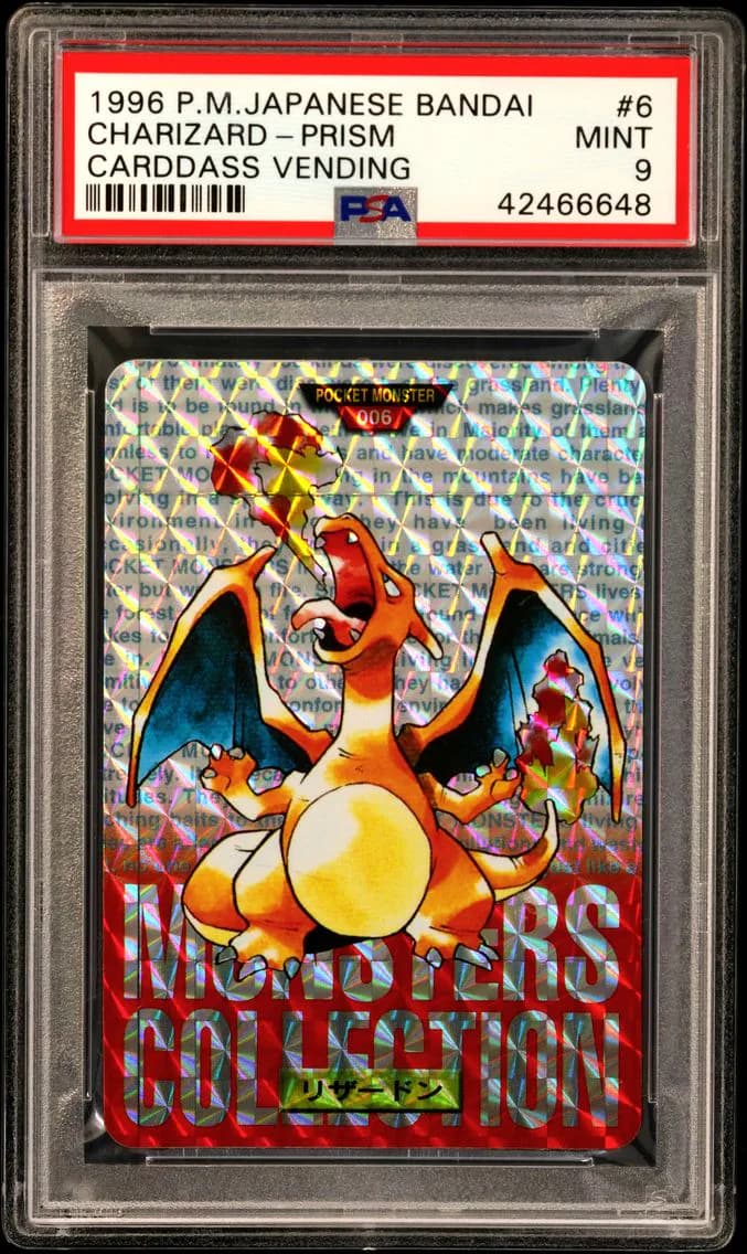 Charizard-Prism, Japanese Bandai Carddass Vending, PSA 9