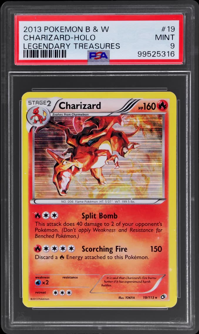 Charizard-Holo, Black & White Legendary Treasures, PSA 9