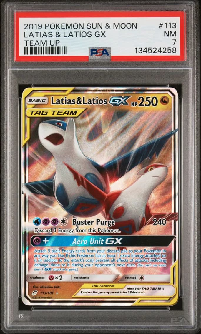 Latias & Latios GX, Sun & Moon Team Up, PSA 7