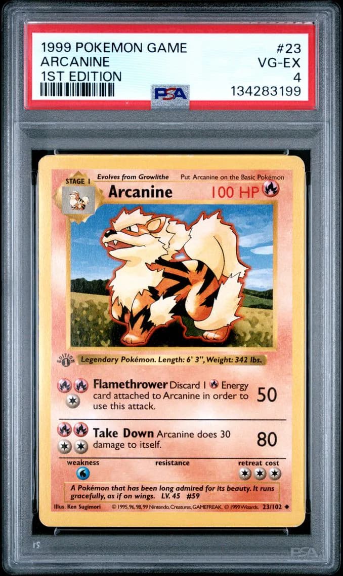 ARCANINE 1st Edition, Game, PSA 4