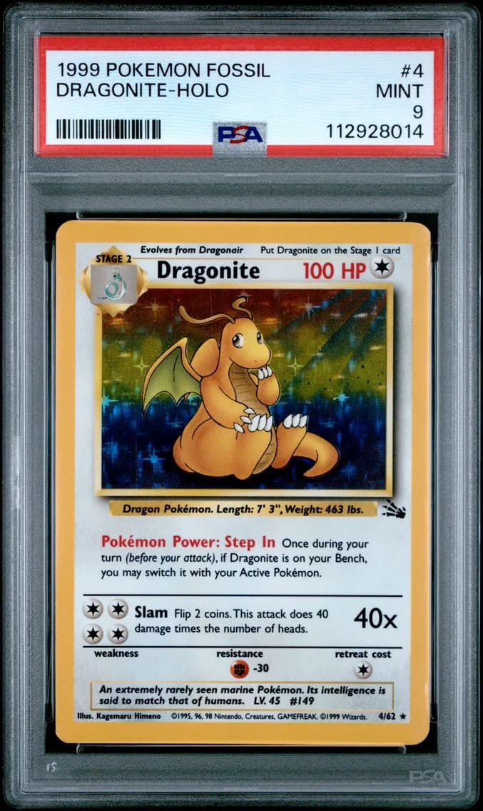 Dragonite-Holo, Fossil, PSA 9