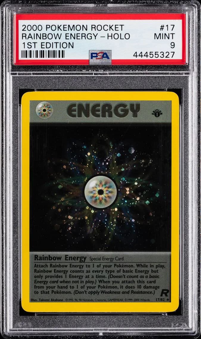 Rainbow Energy-Holo 1st Edition, Rocket, PSA 9