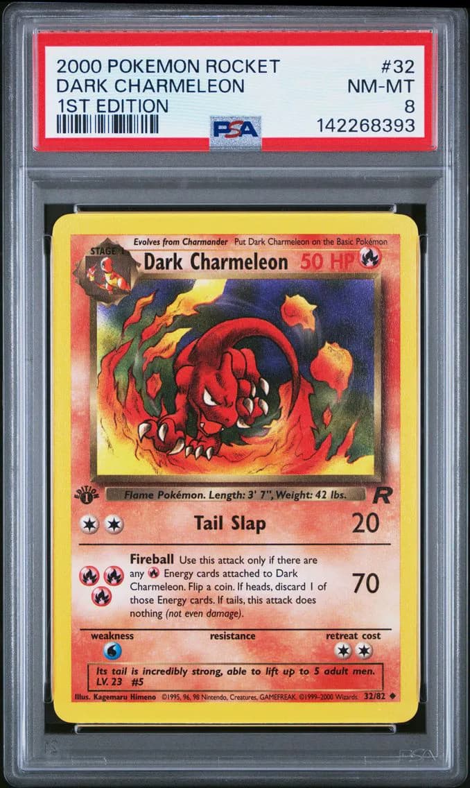 Dark Charmeleon 1st Edition, Rocket, PSA 8
