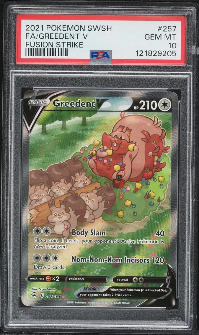 Greedent V, Sword & Shield Fusion Strike, PSA 10