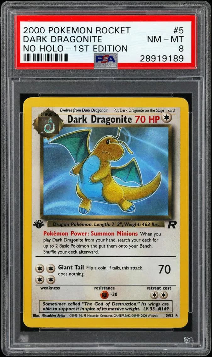 Dark Dragonite, Rocket, PSA 8