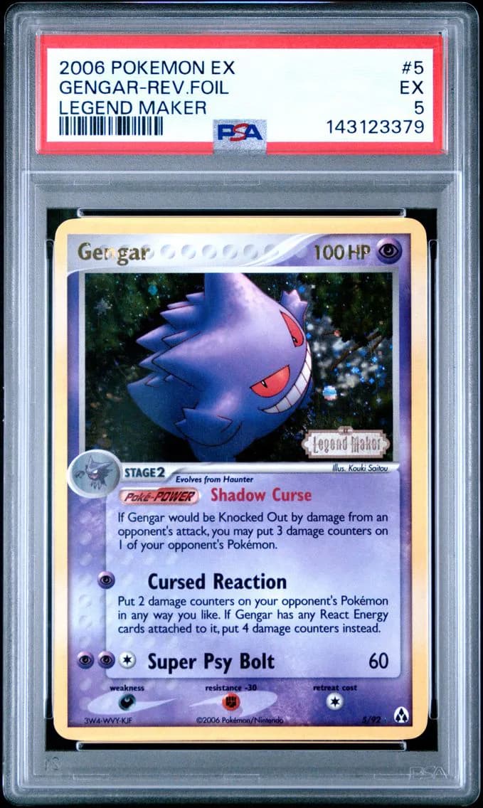 Gengar-Reverse Foil, EX Legend Maker, PSA 5