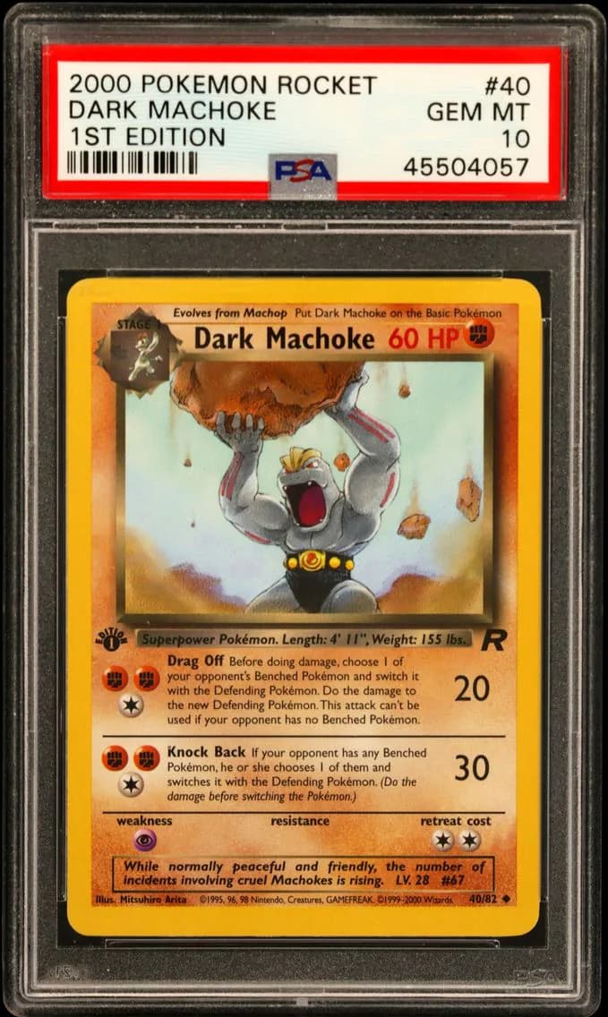 Dark Machoke 1st Edition, Rocket, PSA 10