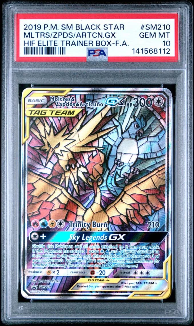 Moltres & Zapdos & Articuno GX, SM Black Star Promo, PSA 10