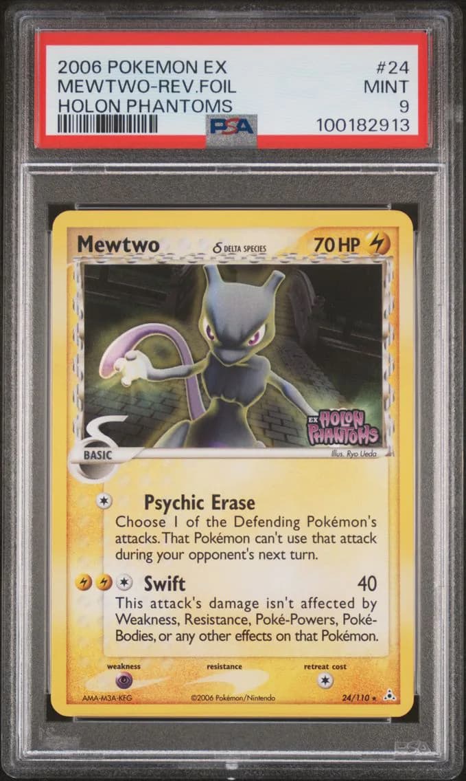 Mewtwo-Reverse Foil, EX Holon Phantoms, PSA 9
