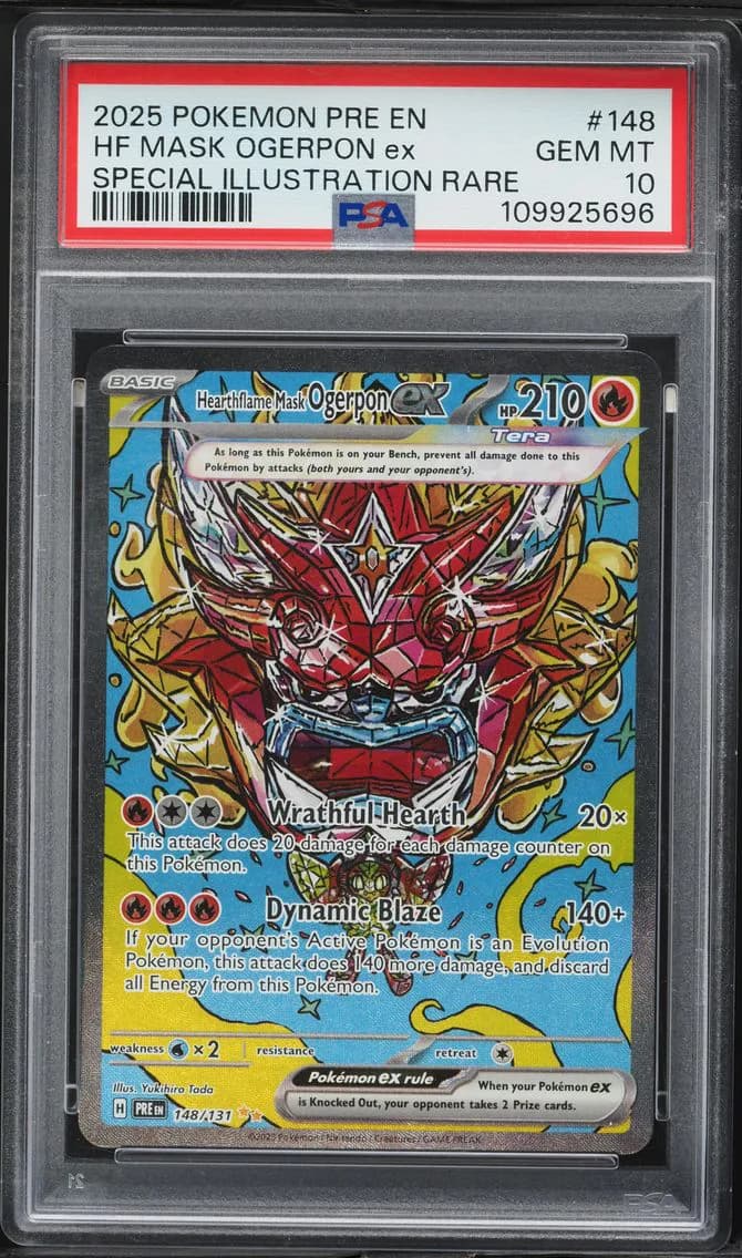 Hearthflame Mask Ogerpon EX, Prismatic Evolutions, PSA 10