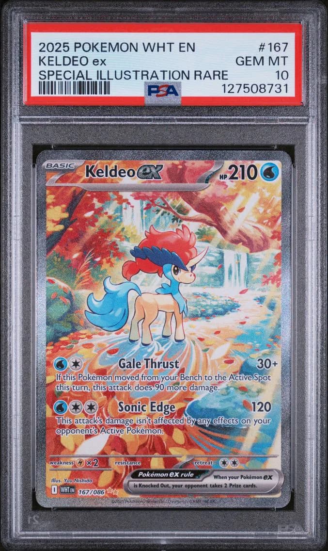 Keldeo EX, White Flare, PSA 10