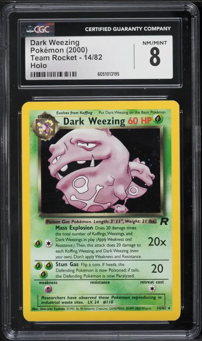 Dark Weezing-Holo, Team Rocket - Unlimited, CGC 8