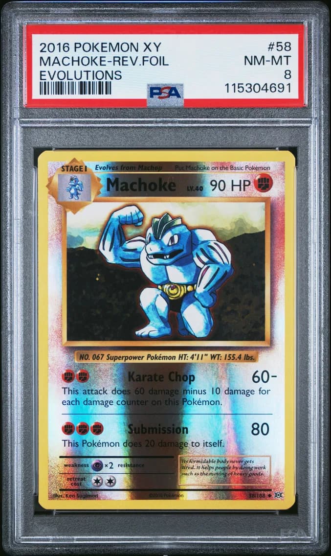 Machoke-Reverse Foil, XY Evolutions, PSA 8