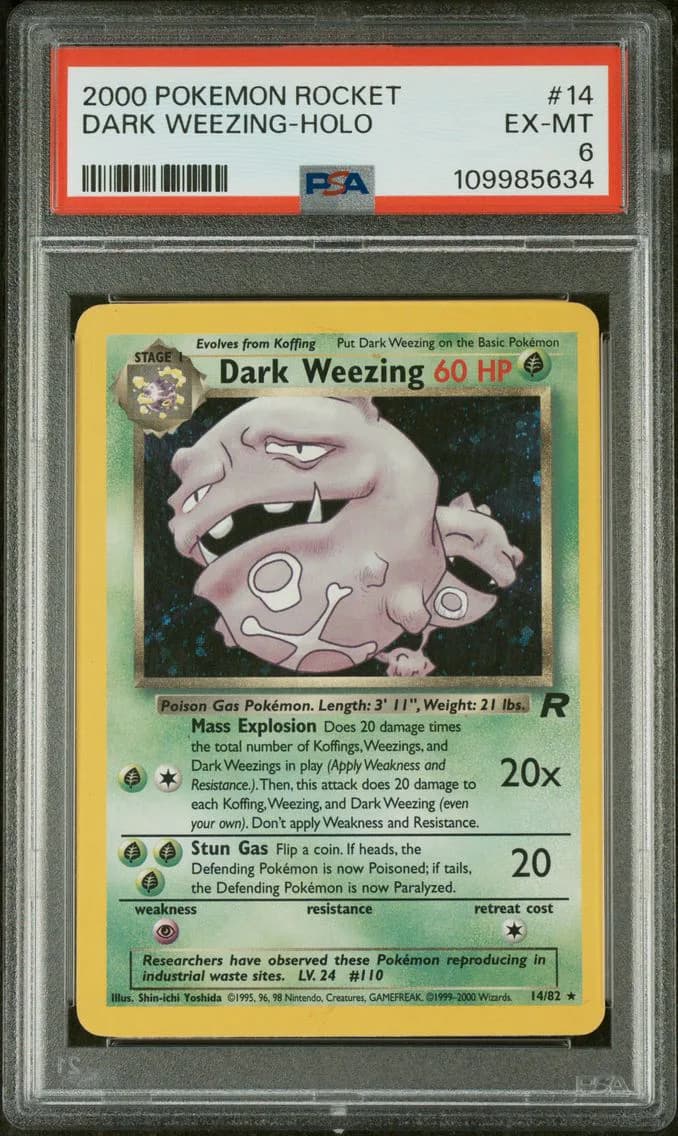 Dark Weezing-Holo, Rocket, PSA 6