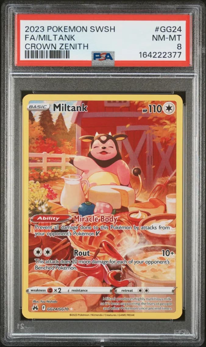 Miltank, Sword and Shield Crown Zenith, PSA 8