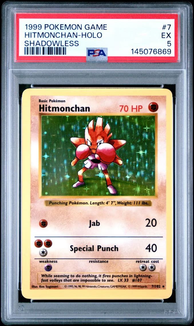 Hitmonchan-Holo Shadowless, Game, PSA 5