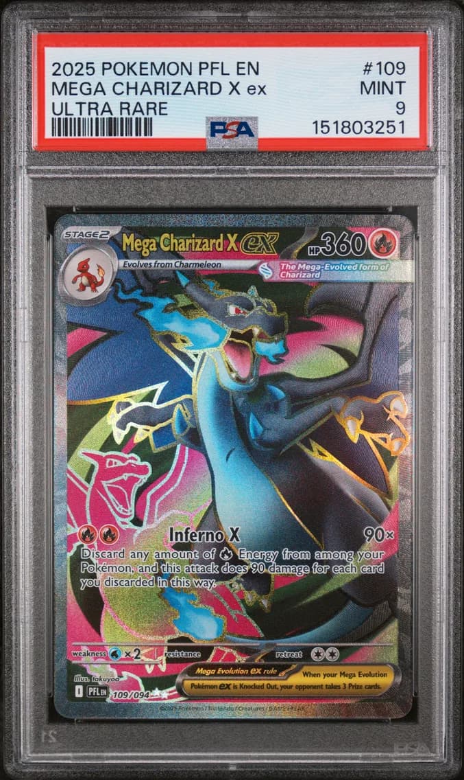 Mega Charizard X EX, Phantasmal Flames, PSA 9