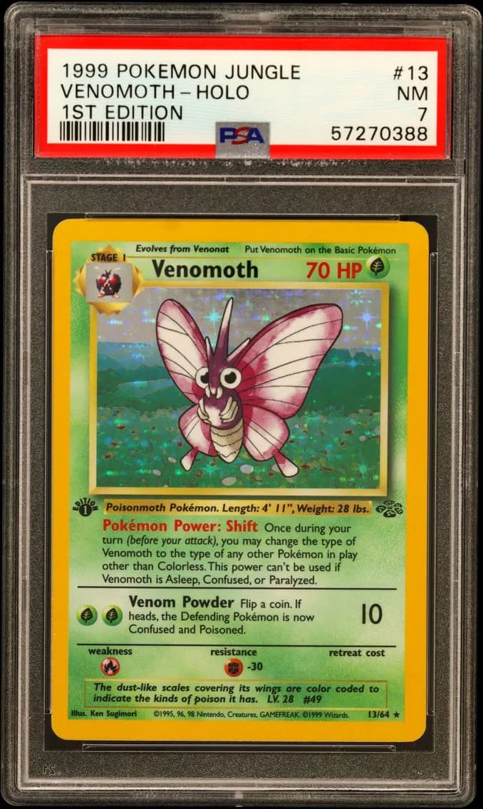 Venomoth-Holo 1st Edition, Jungle, PSA 7