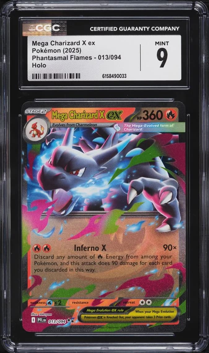 Mega Charizard X EX, Phantasmal Flames, CGC 9