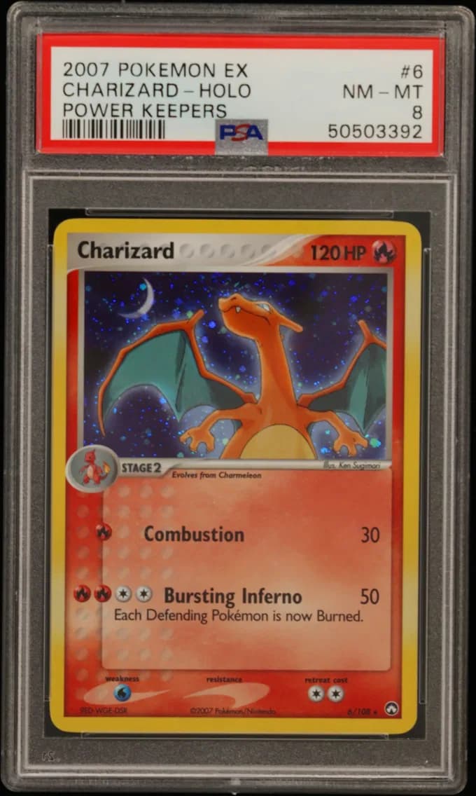 Charizard-Holo, EX Power Keepers, PSA 8