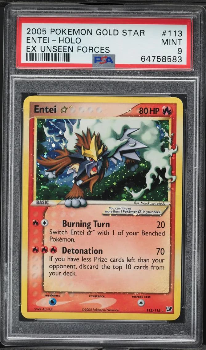 Entei-Holo, EX Unseen Forces, PSA 9