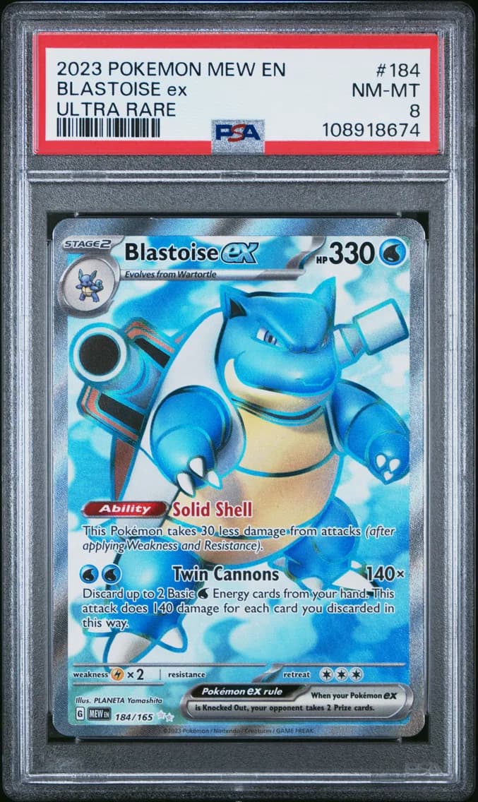 Blastoise EX, 151, PSA 8