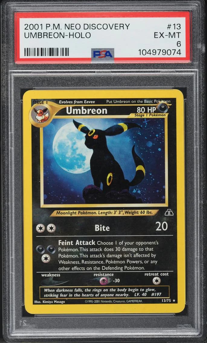 Umbreon-Holo, Neo Discovery, PSA 6