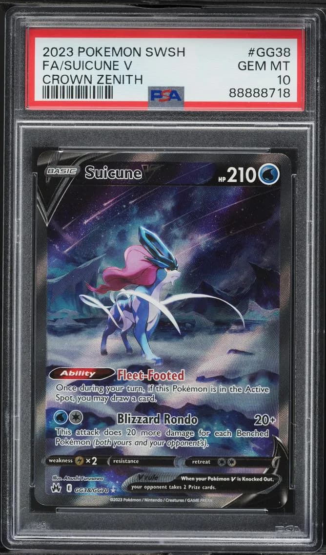 Suicune V, Sword and Shield Crown Zenith, PSA 10