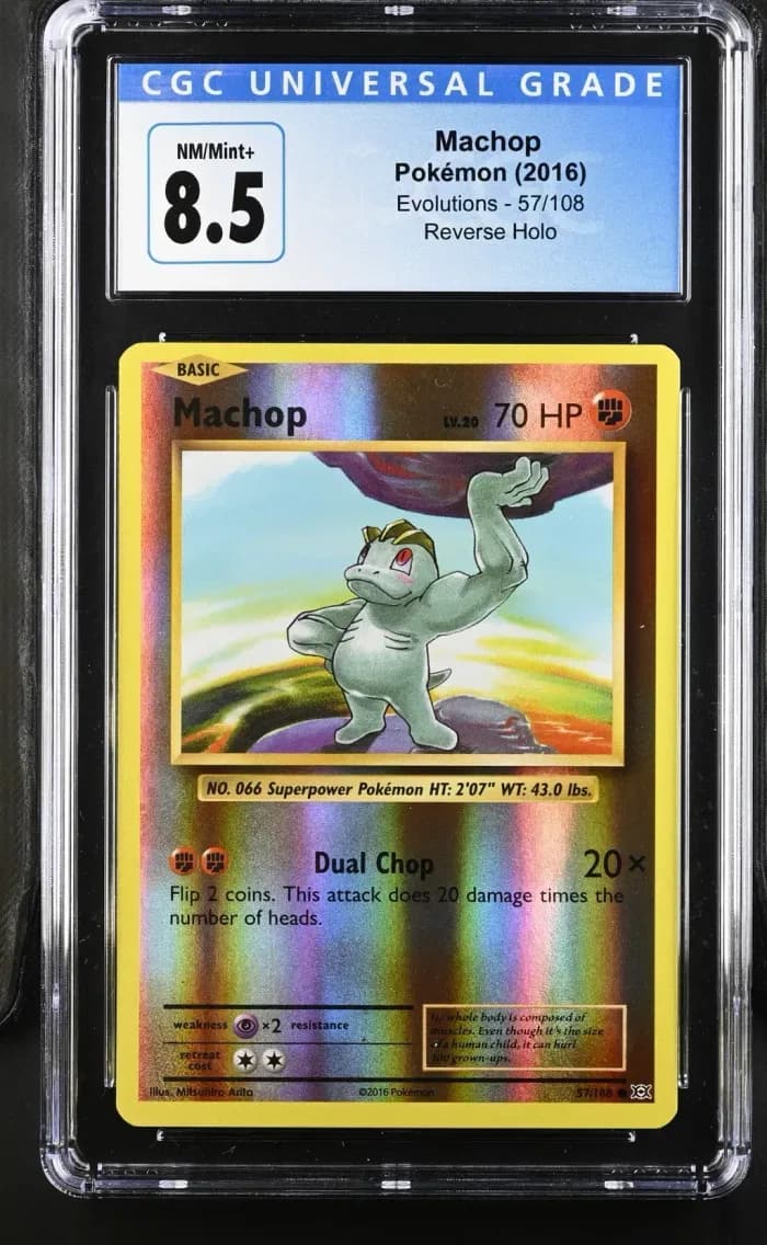 Machop Reverse Holo, Evolutions, CGC 8.5