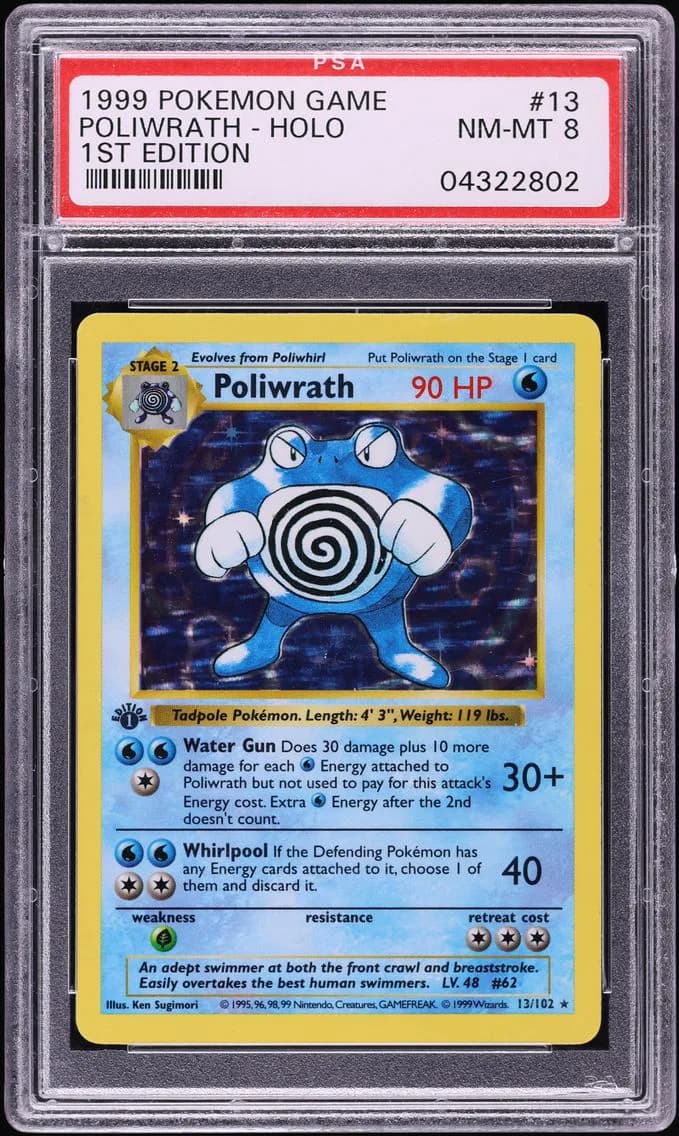 Poliwrath-Holo 1st Edition, Game, PSA 8