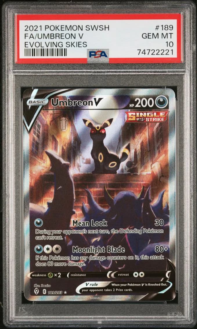 Umbreon V, Sword & Shield Evolving Skies, PSA 10
