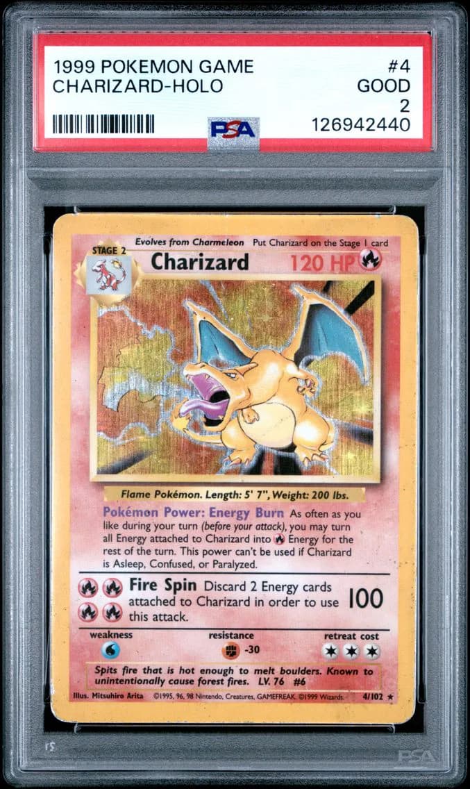 Charizard-Holo, Game, PSA 2