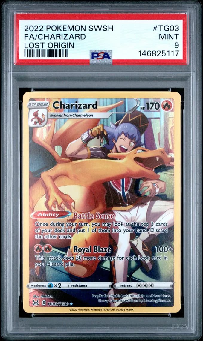 Charizard, Sword & Shield Lost Origin, PSA 9