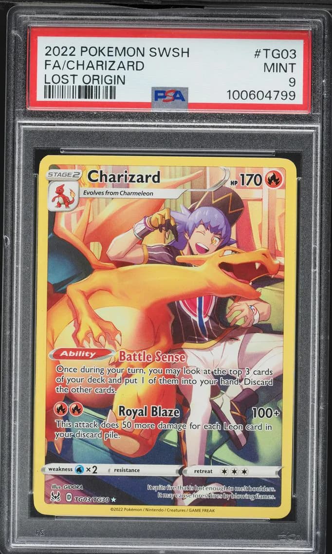 Charizard, Sword & Shield Lost Origin, PSA 9