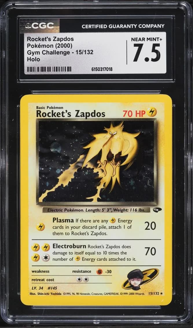 Rocket's Zapdos, Gym Challenge - Unlimited, CGC 7.5